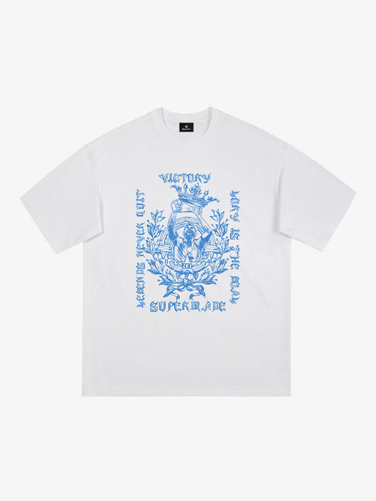 Cotton Graphic Print T-Shirt with Victory Legend Design 