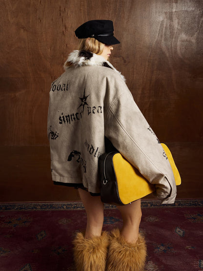 Winter-Ready Corduroy Jacket with Faux Fur Trim for Men 