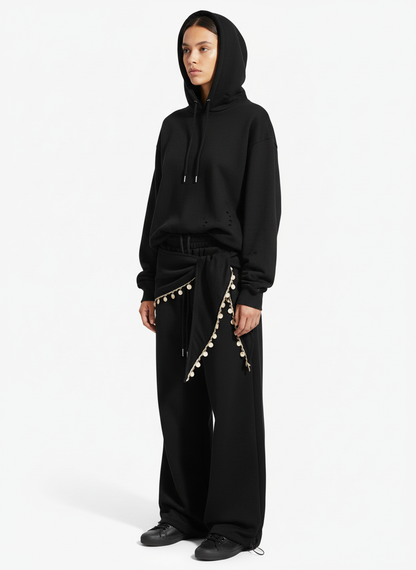 Street Detachable Flap Lace-up Jogger Pants