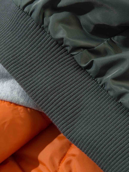 Vintage Fur Hood Padded Zip Up Bomber Jacket