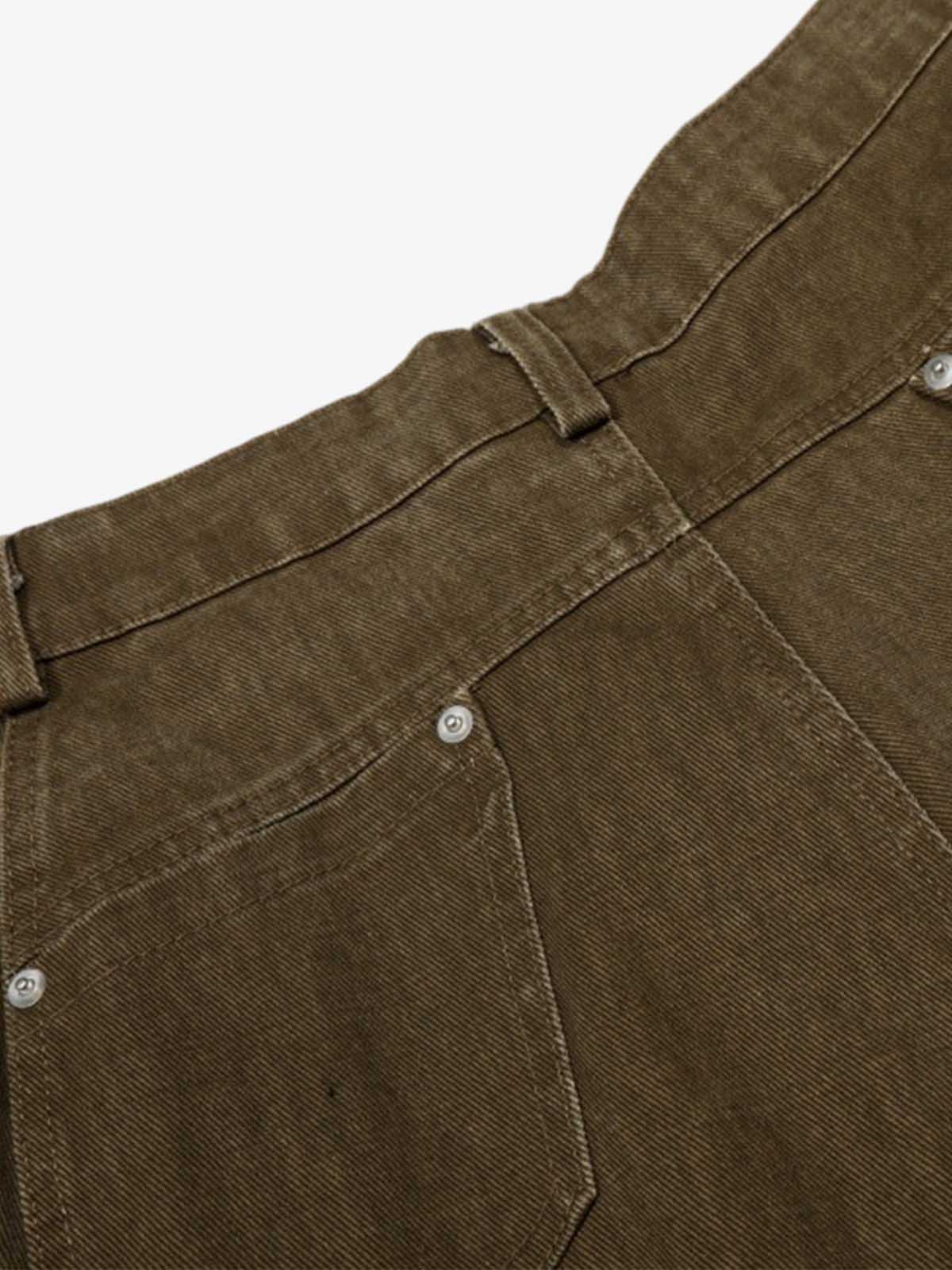 Washed Panel Cut Wide Leg Denim Jeans