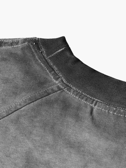 Cotton Blend Oversized Mesh Panel T-Shirt with Crew Neck?