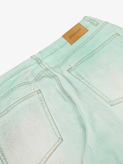 Distressed Handmade Luminous Mud-dyed Paint Jeans 