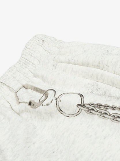 Unique Embellished Wide-Leg Trousers with Chain Detail for Fashionable Comfort 