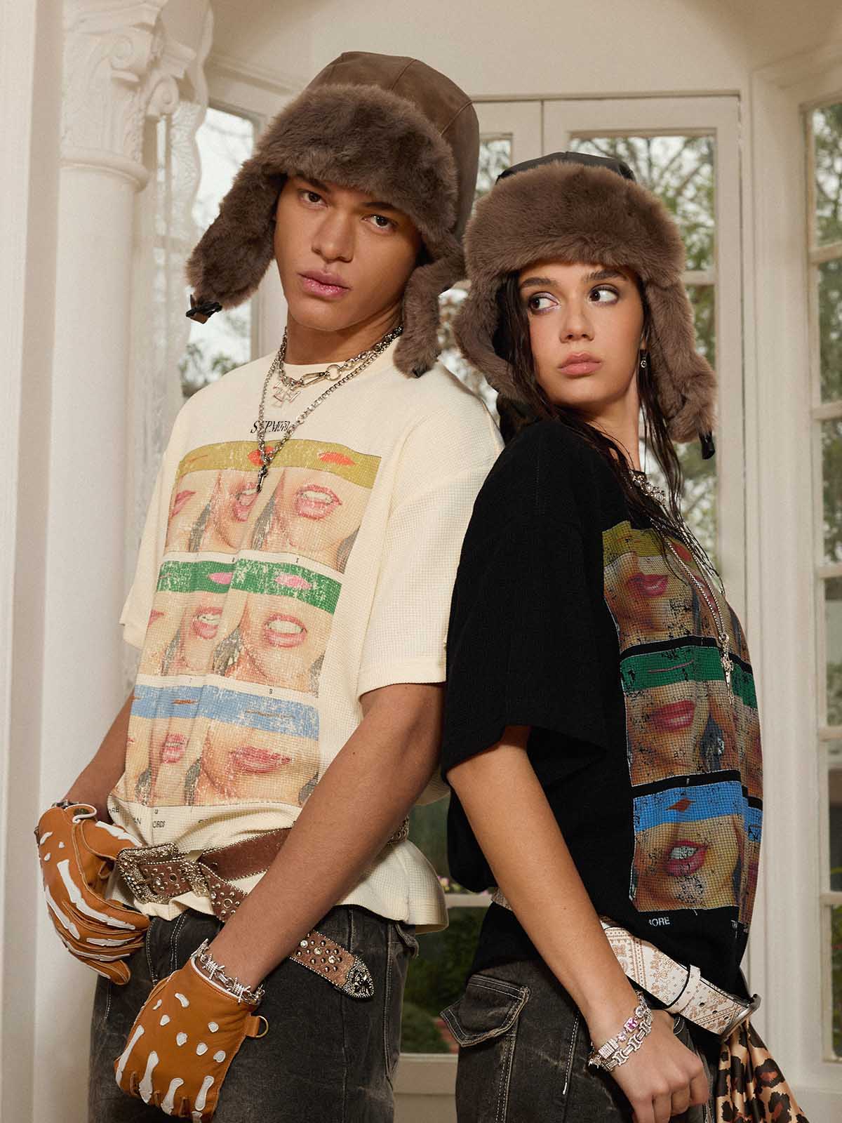 Pop Art Lip Print Graphic T-Shirt