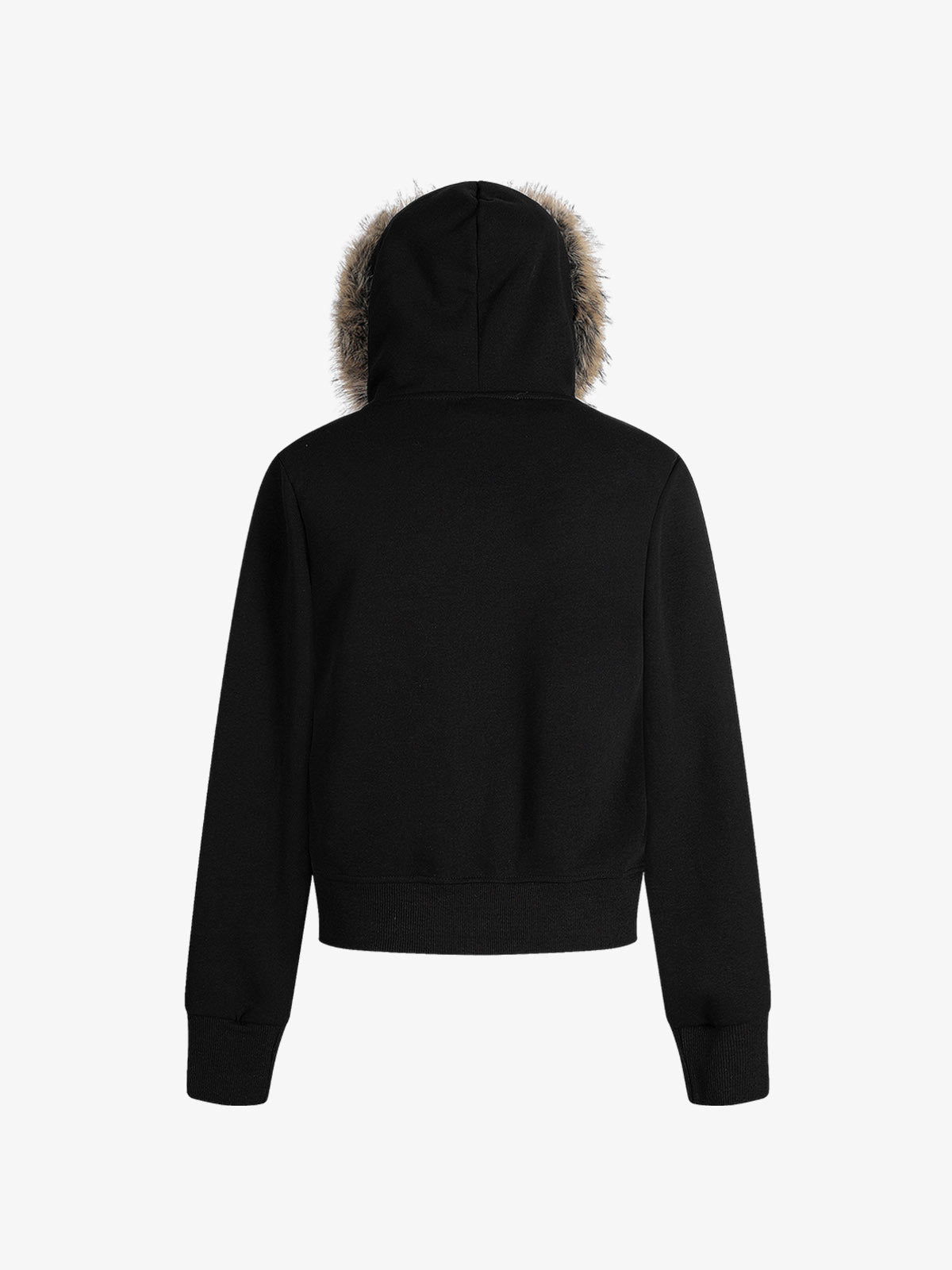 Thesupermade American Retro Gradient Letter Print Splicing Cardigan Fur Collar Coat