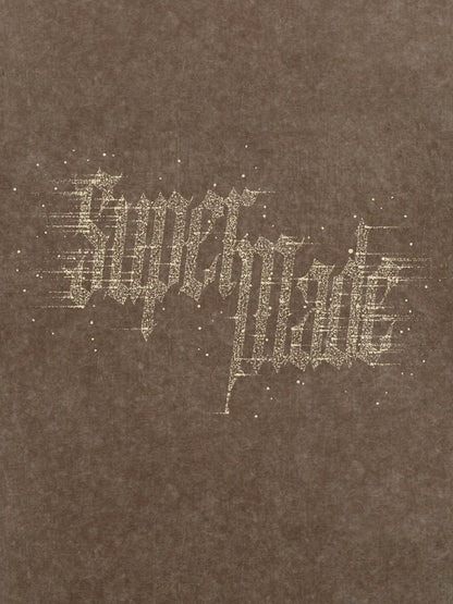 THE SUPERMADE Imitation Diamond Effect LOGO Graphic Tee with Bold Typography Design 