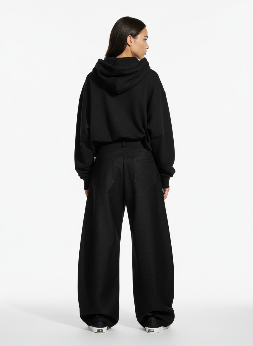 Double Waistband Panel Strap Barrel Pants