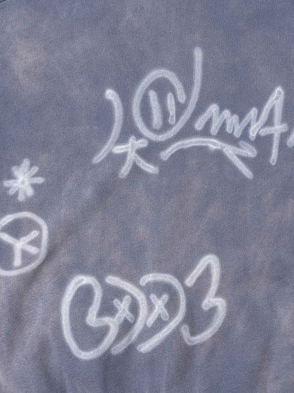 Street Graffiti Spray Print Zip Up Hoodie 