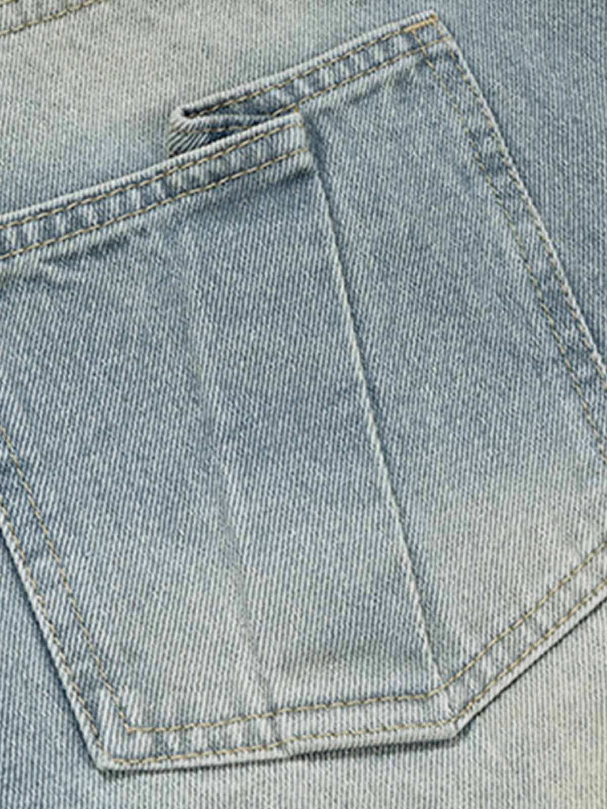 Light Wash Denim Wide Leg Cropped Pants High Waist Fashion Streetwear Style?