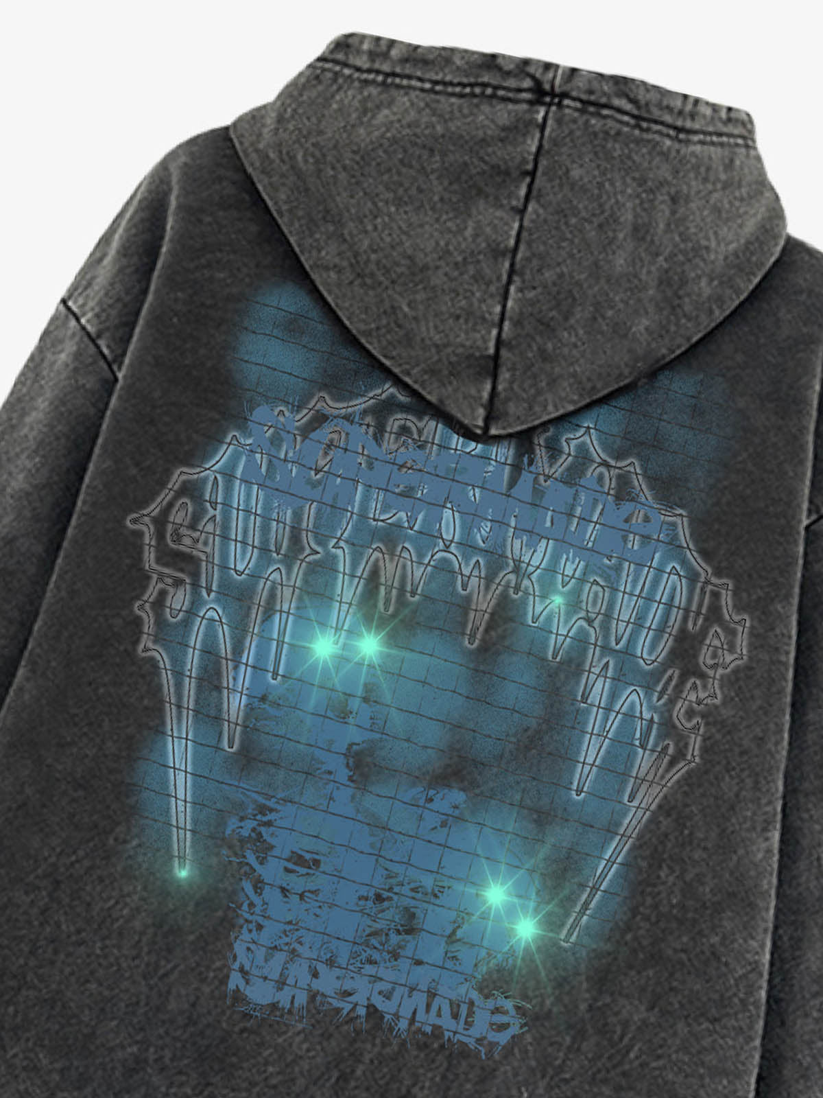 THE SUPERMADE Washed Psychedelic Graffiti Art Print Hoodie with Skull Design 