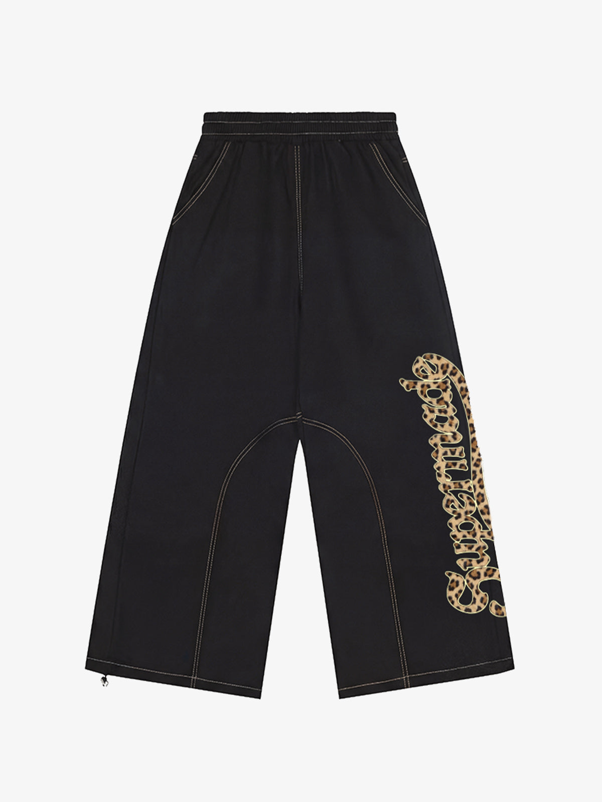 Retro leopard print logo letter wide-leg casual pants?