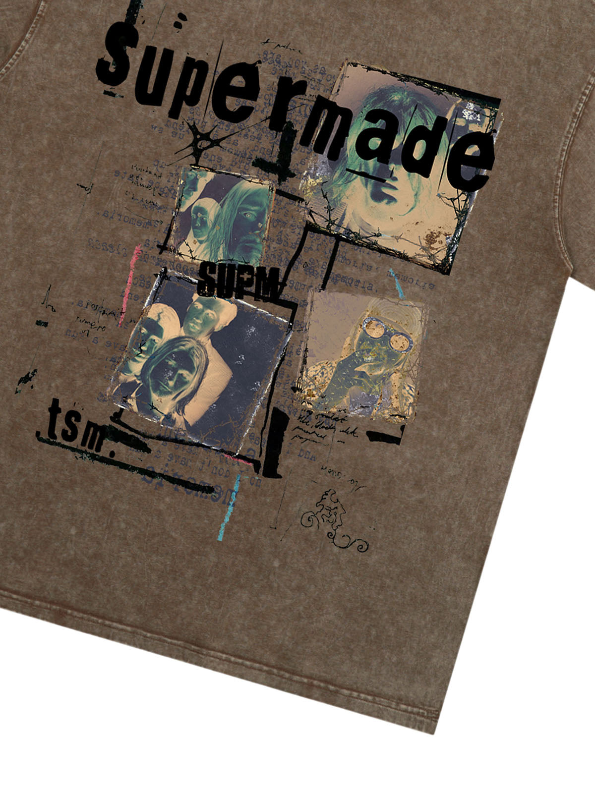 THE SUPERMADE Retro nostalgia Artistic Graphic Print T-Shirt with Collage Design 