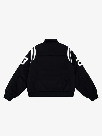 Cotton Blend 80 Number Baseball Jacket Men's Casual Sporty Varsity Coat with Ribbed Cuffs and Hem 