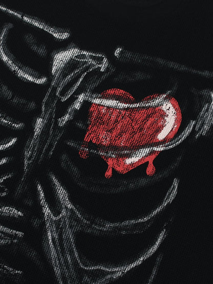 Cotton Blend Drip Print Oversized T-Shirt with Distressed Details 