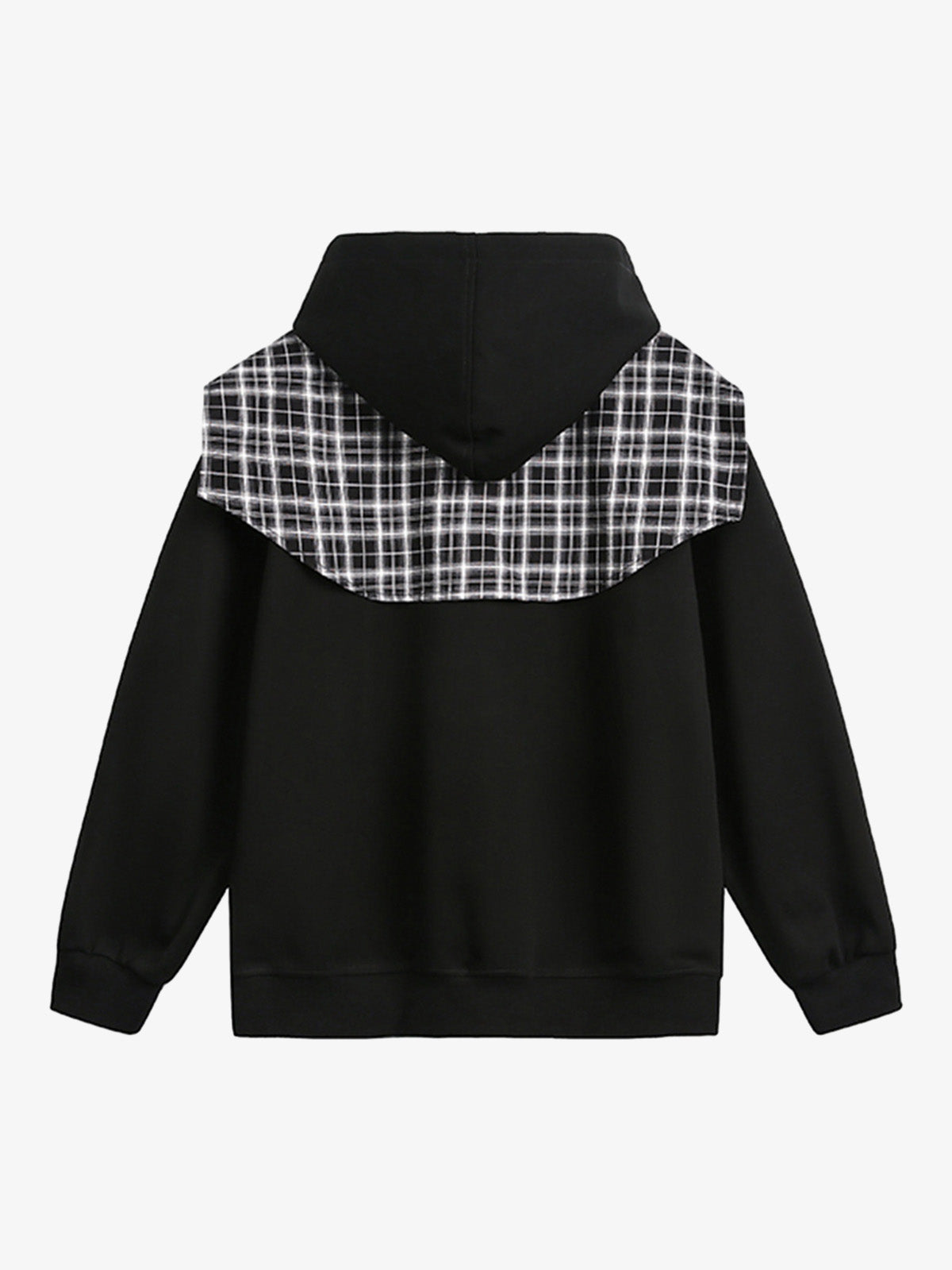 Stylish Plaid-Trimmed Hoodie with Sailor Collar Design for Women 