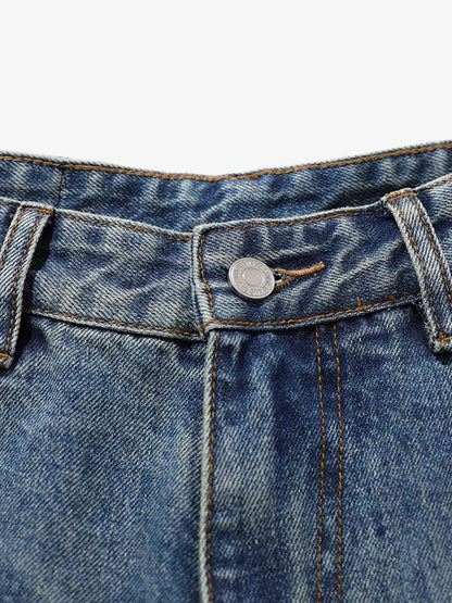 Street Washed Distressed Cat Whisker Jeans 