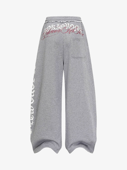 Stylish Wide-Leg Sweatpants with Unique Embroidery for Casual Wear 