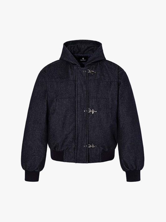 Denim Toggle Detail Bomber Jacket 