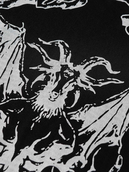 Gothic Skull Print Turtleneck Tight Long Sleeve T-Shirt 