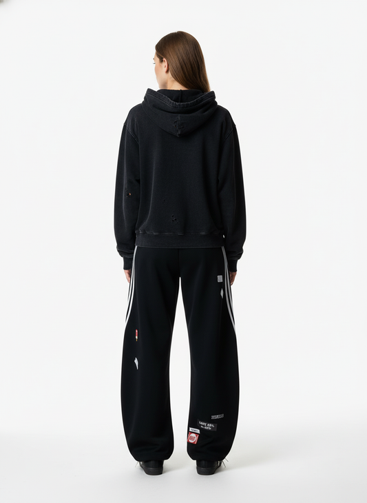 Street Patterned Striped Barrel Casual Pants