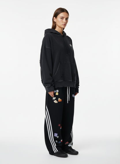 Street Patterned Striped Barrel Casual Pants