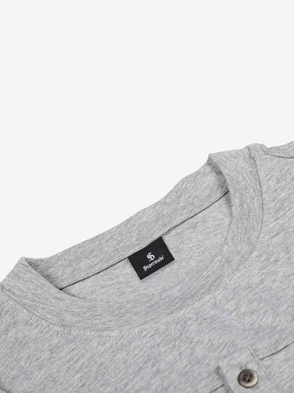 Layered Neck Button Detail Long Sleeve T-Shirt