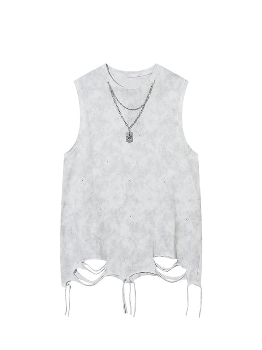 Street Chain Waistcoat Ripped Vest 