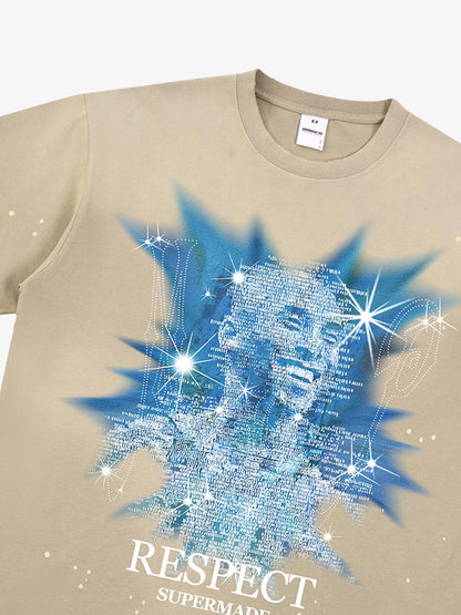 thesupermade-“Nostalgia-themed”dreamy starlight Kobe elements street retro ink Splatter Paint pattern T-shirt 
