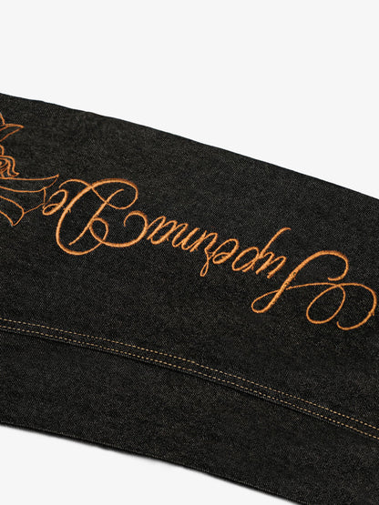 Denim Wide-Leg Trousers with Leopard Patch Detailing?