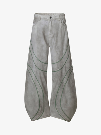 Stylish Wide-Leg Trousers with Unique Embroidered Design for Women 