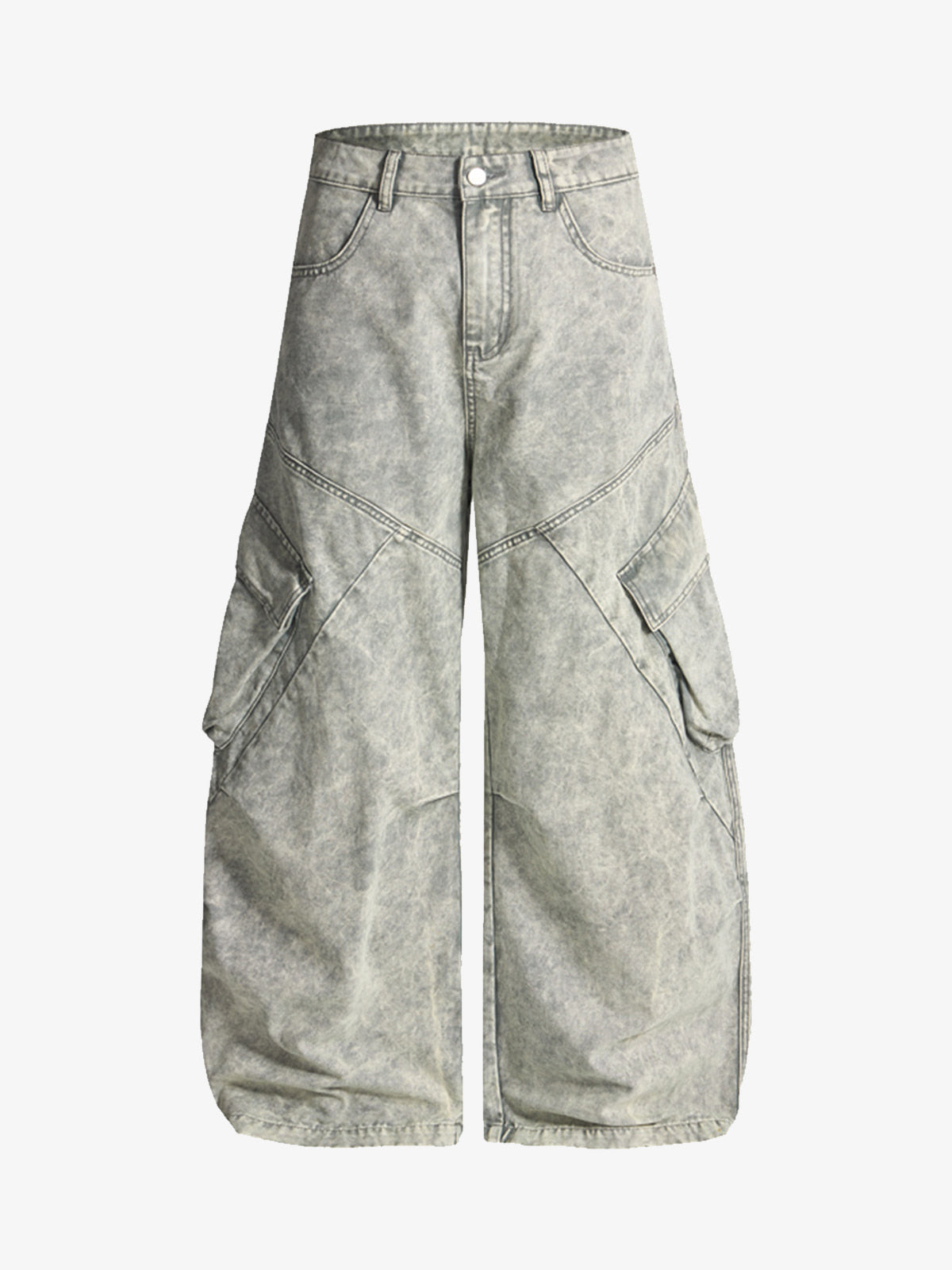 Vintage Washed Multi-Pocket Barrel Jeans 