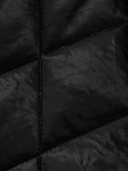 Thesupermade Webbing Stitching Leather And Lambskin Cotton Coat 