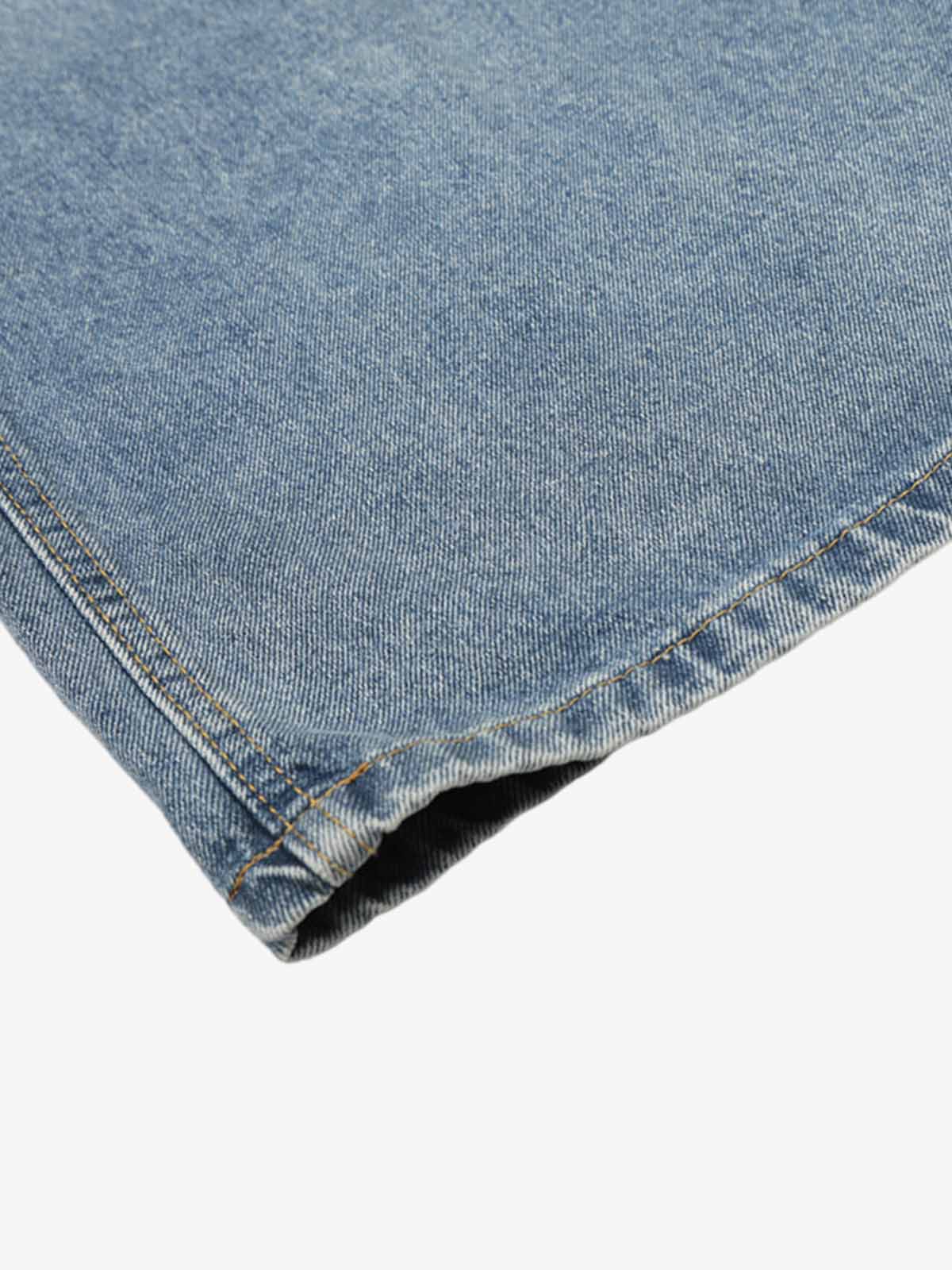 High-Waisted Wide-Leg Denim Pants with Asymmetrical Wrap Design 