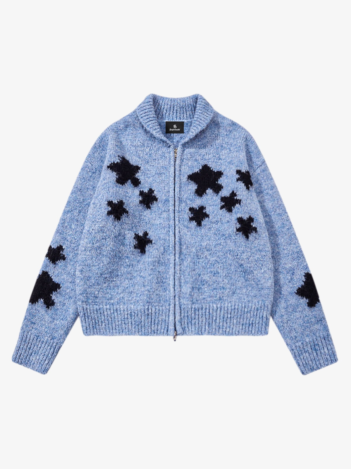 Stylish Star Pattern Zip-Up Knit Cardigan for Women 