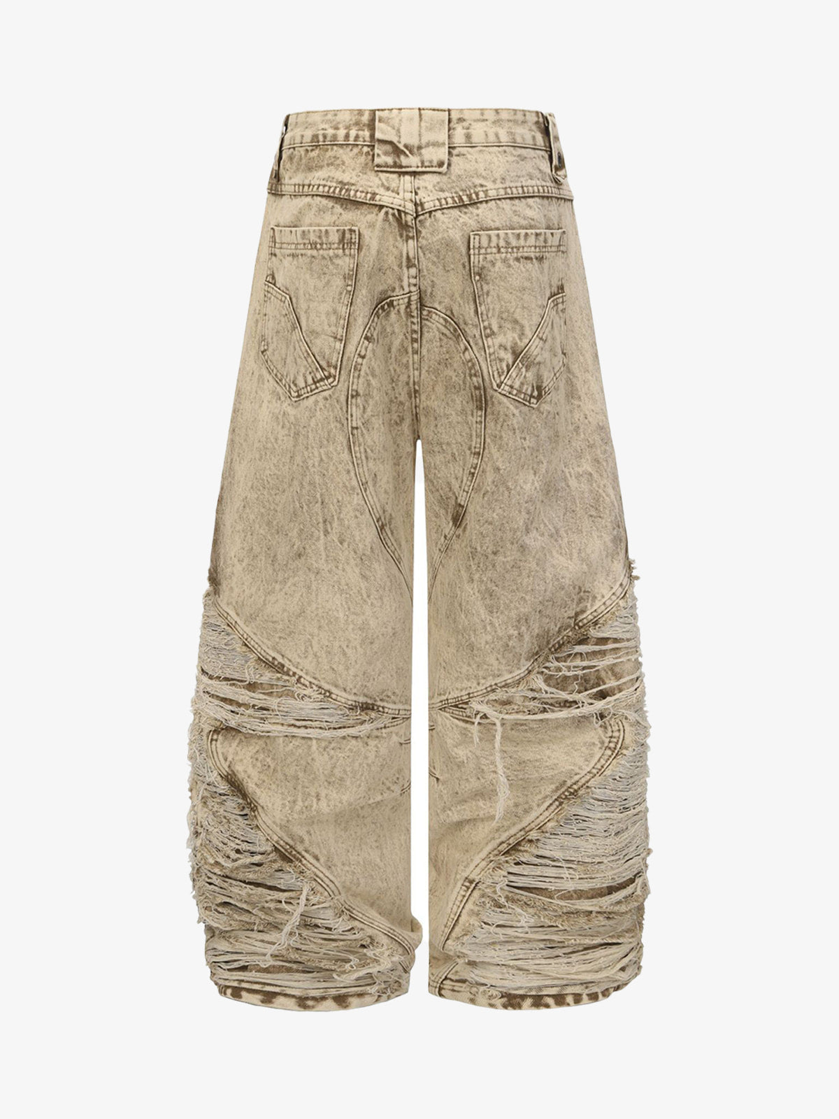 Distressed Denim Cargo Pants with Ripped Details and Patchwork Design for Men Women Fashion Streetwear 