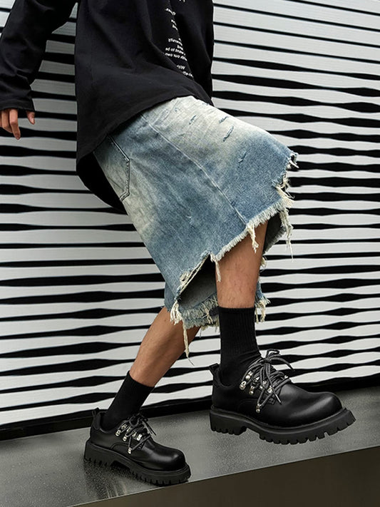 Chunky Rivet Street Style Round Toe Leather Derby Shoes