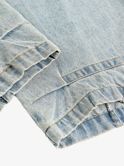 Street Deconstructed Spray Painted Machete Jeans 