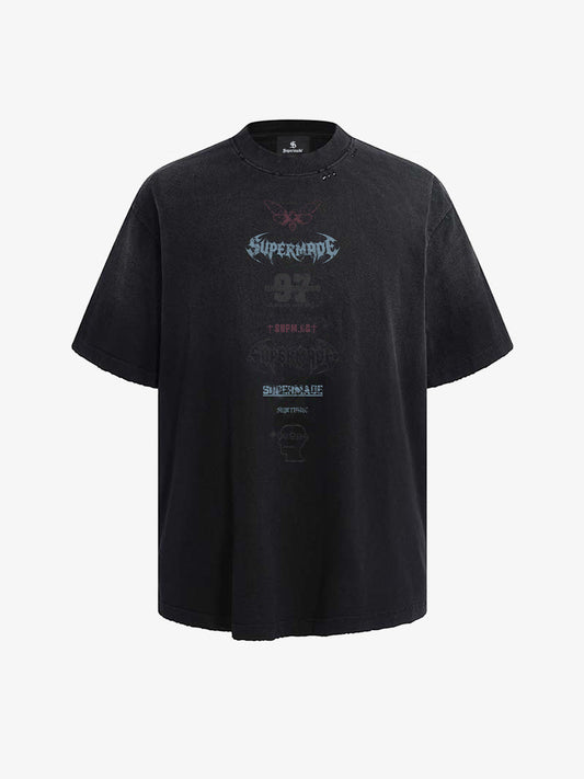 thesupermade-Unisex Loose Distressed Digital Wash Retro Street Print Short-Sleeve T-Shirt?