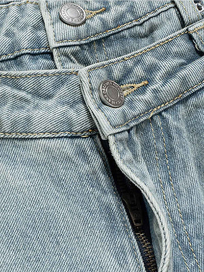 Light Wash Denim Wide Leg Cropped Pants High Waist Fashion Streetwear Style?