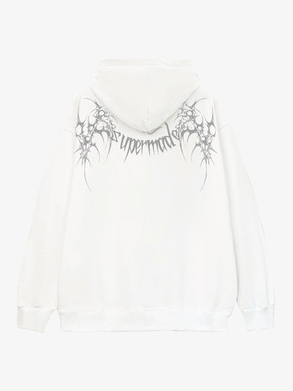 THE SUPERMADE Futuristic spiked pattern gothic style logo font design  Graphic Print Hoodie with Front Pocket 