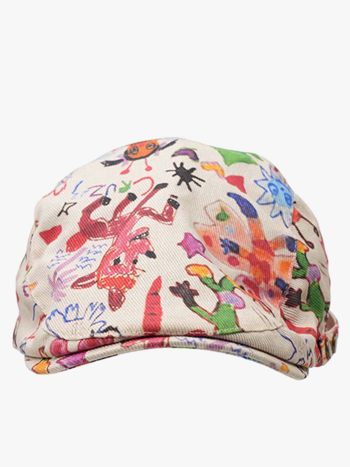 Cotton Embroidered Floral Flat Cap for Women - Black and Cream Design?