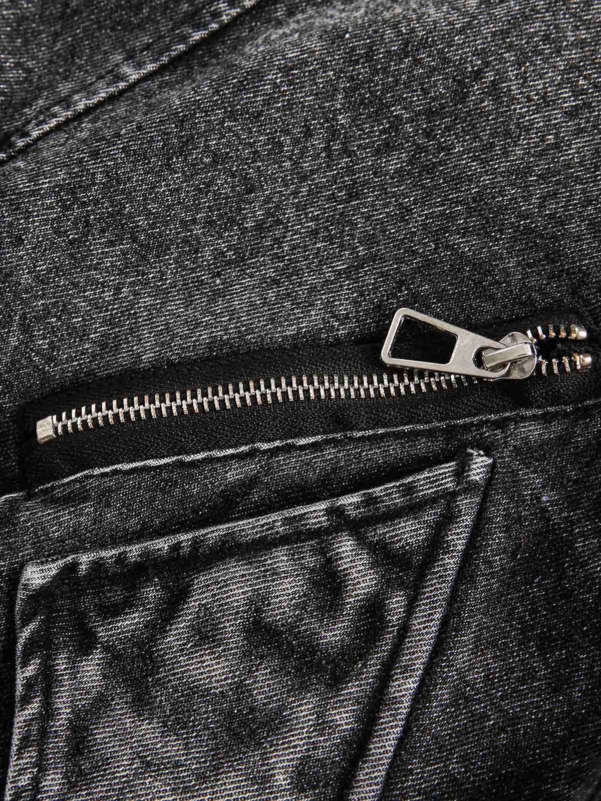 Deconstructed Stand Collar Denim Jacket 