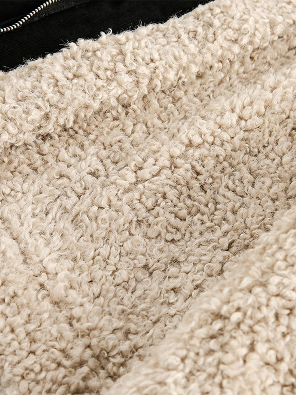 Fur Collar Zip Up Sherpa-Lined Jacket 