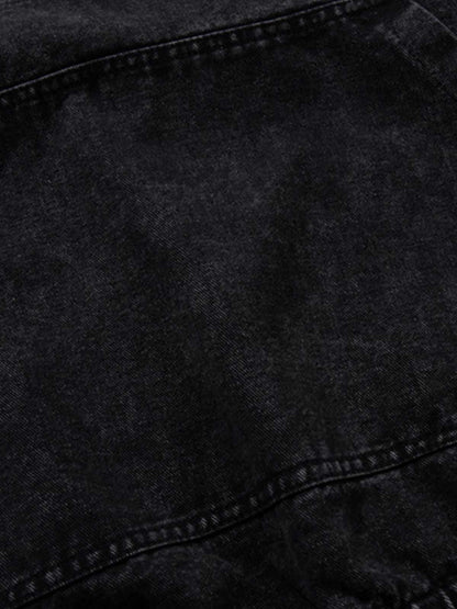 Denim Hoodie with Metal Toggle Closure Black Oversized Sweatshirt?
