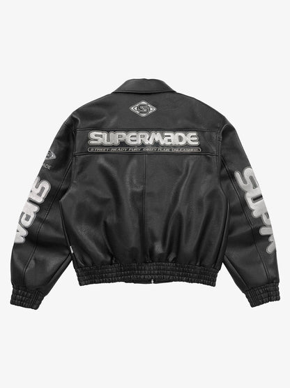 Faux Leather Vintage Street Black Air Jacket - 1821