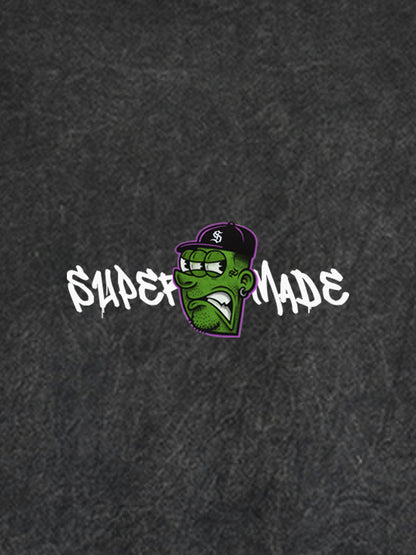 Original Fun Face Print Graphic Hoodie 