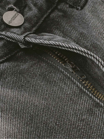 Washed Distressed Raw Edge Barrel Jeans - 2402 