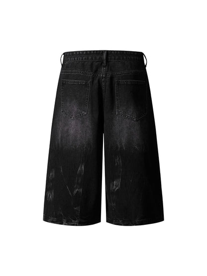 Retro Ripped Contrast Plaid Denim Shorts 