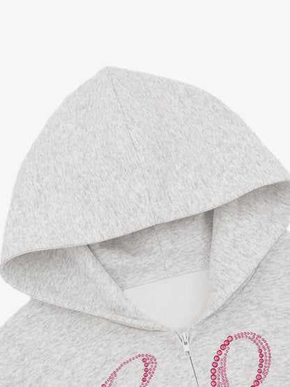 Stylish Hooded Zip-Up Jacket with Sparkling Letter Design for Men and Women 